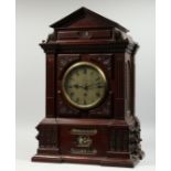 AN UNUSUAL LATE 19TH CENTURY, MAHOGANY CASED, MANTLE OFFICE CLOCK by BARWISE, LONDON, with eight day