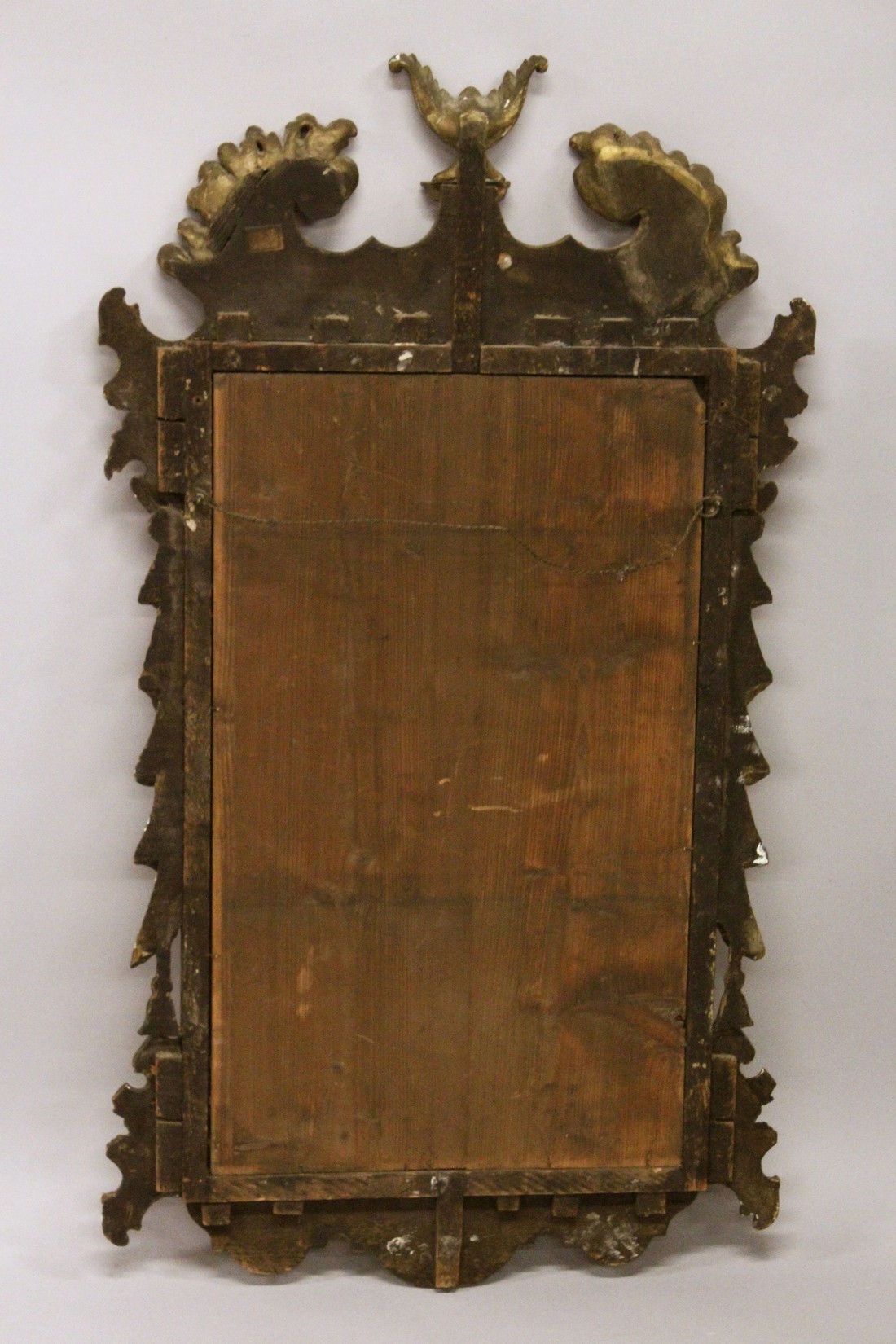 A GOOD GEORGE III DESIGN CARVED WOOD AND GILDED MIRROR with acanthus scrolls, masks and urns. 3ft - Image 3 of 3