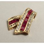A 14CT GOLD AND RUBY PENDANT
