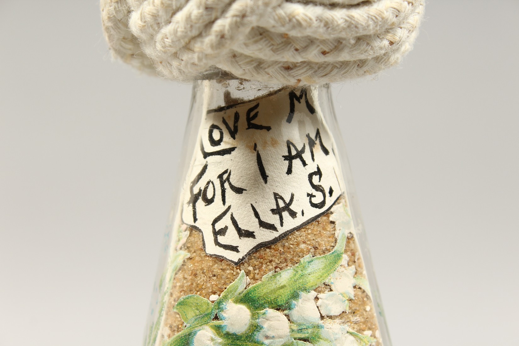 A LOVE TOKEN BOTTLE, DATED 1891. 10.5ins high. - Image 2 of 8