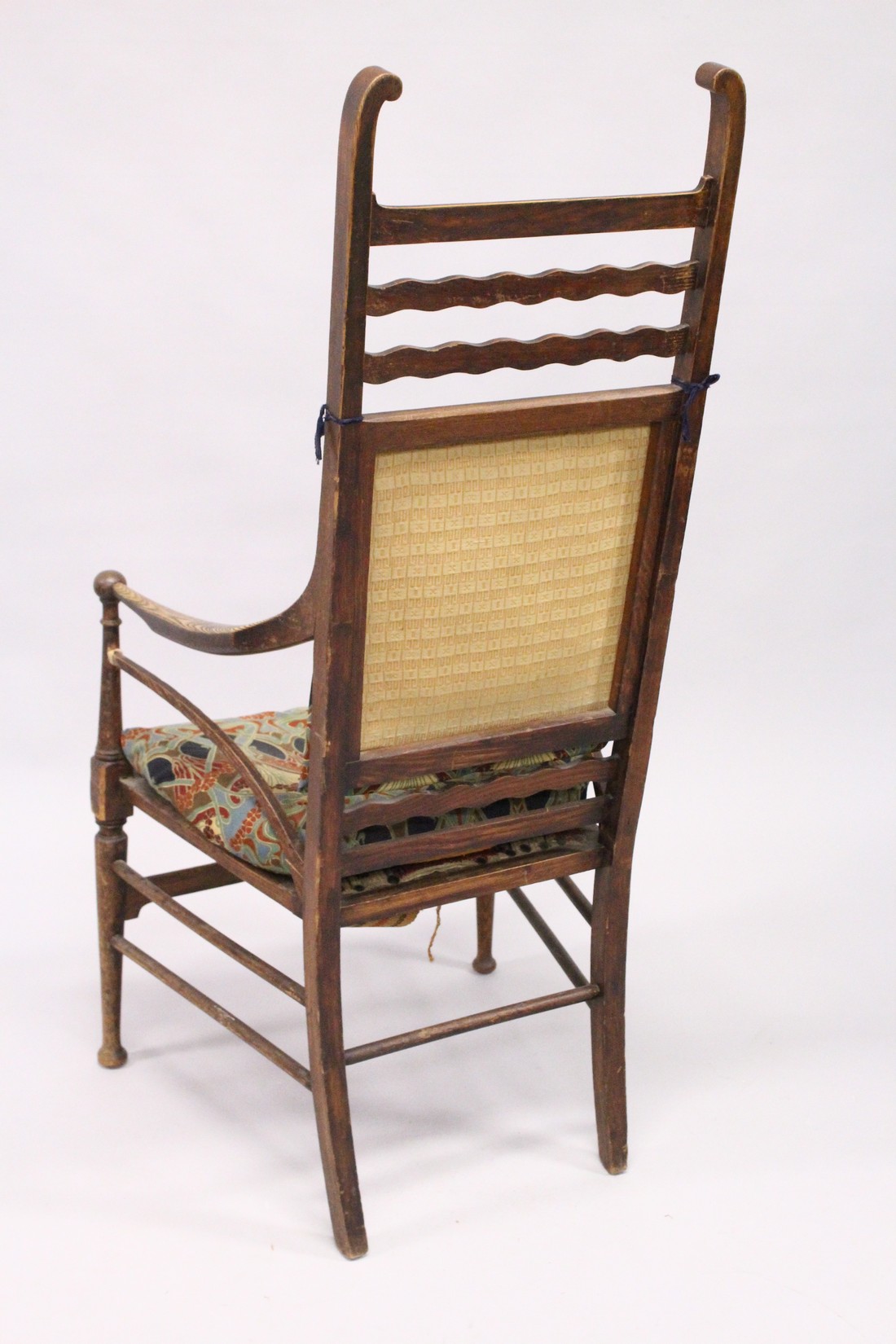 A GOOD LIBERTY RUSTIC ARM CHAIR with Liberty print padded back and seat. - Image 10 of 16