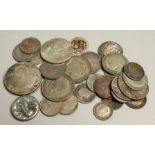 A QUANTITY OF VARIOUS SILVER COINS.