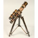 A LEATHER TELESCOPE on a stand.