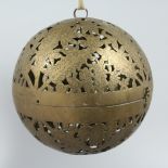 A GOOD BRASS PIERCED INCENSE BURNER 4.5ins deep.