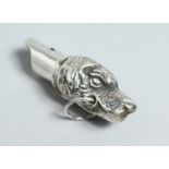 A SILVER DOG'S HEAD WHISTLE