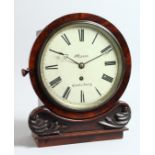 A VICTORIAN MAHOGANY WALL CLOCK by MASON CANTERBURY with white painted dial and Roman numerals. 30
