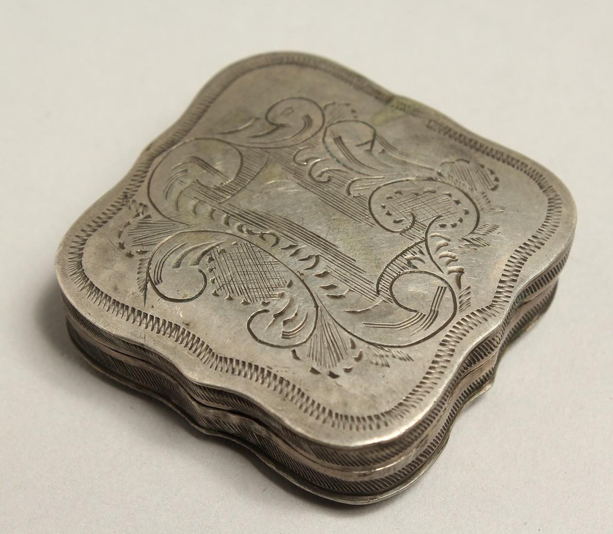 A DUTCH SILVER SQUARE SHAPED BOX 1.5ins.