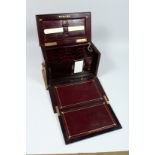 A GOOD 19TH CENTURY INLAID MAHOGANY WRITING BOX with fitted top and folding opening to reveal a