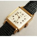 A GOOD 18 CT GOLD MARVIN WRIST WATCH AND STRAP in a Mappin and Webb box.