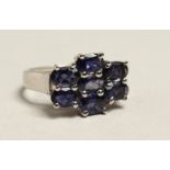 A SILVER AND SAPPHIRE RING
