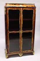 AN 18TH CENTURY, FRENCH KINGWOOD, CROSSBANDED, VITRINE with ormonlu mounts and a pair of glazed long
