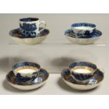 AN 18TH CENTRUY CAUGHLEY TEA BOWL AND SAUCER with the uncommon Fenced Garden pattern, together