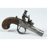 AN 18TH CENTURY FLINTLOCK PISTOL by W. COLL. 6ins long.