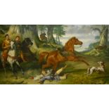 Alexander Davis Cooper (1820-1895) British, figures and a startled horse chasing deer, oil on