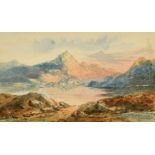 A pair of 19th Century watercolours of sailboats on mountain lakes, labels for Grundy and Smith,