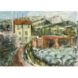 Mid-20th Century French School, A house in a stylized landscape, oil on canvas, signed and dated
