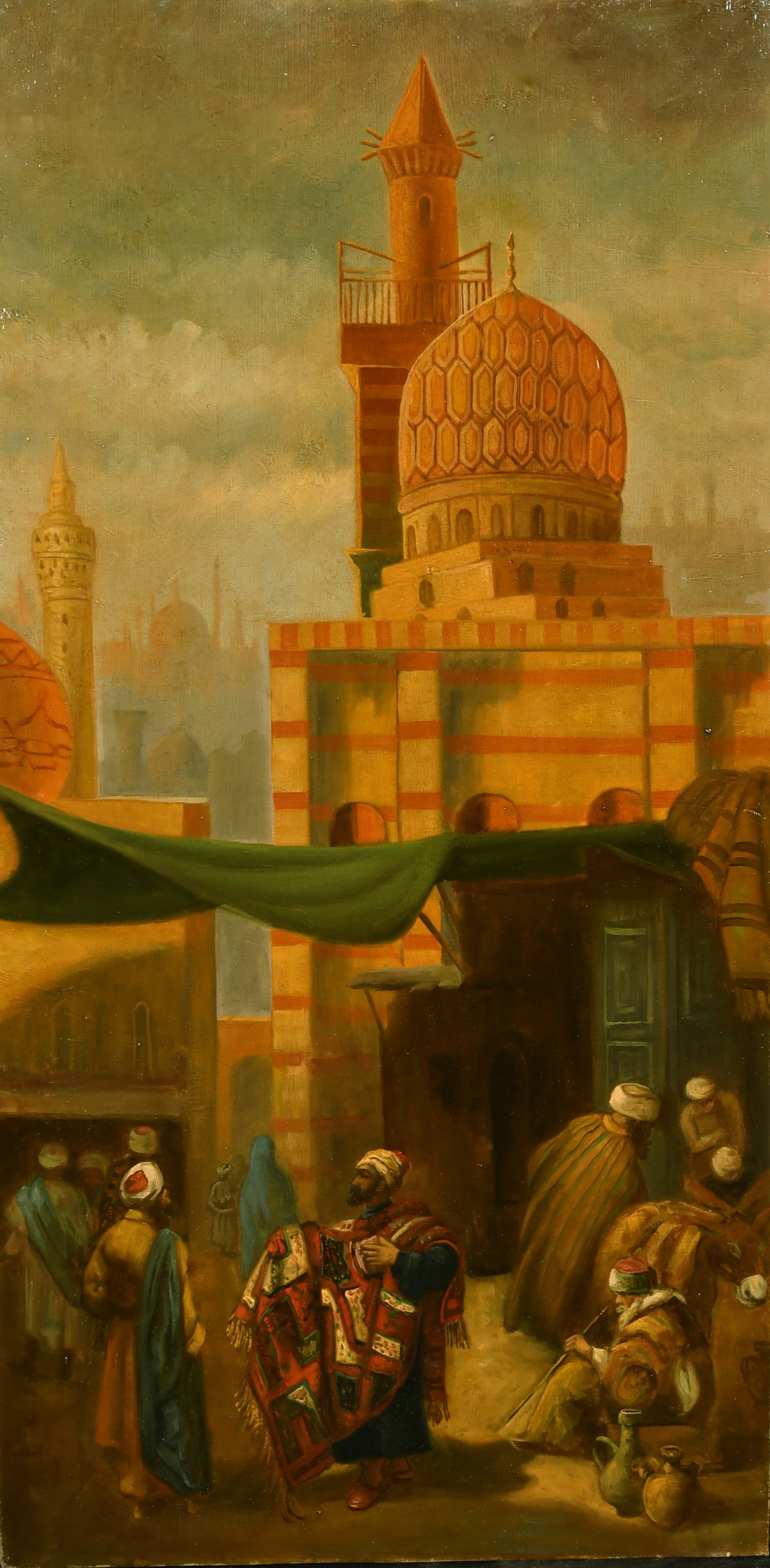 19th Century School, a pair of oil on canvas scenes of busy streets in an Arab city, each 31.5" x - Image 2 of 7