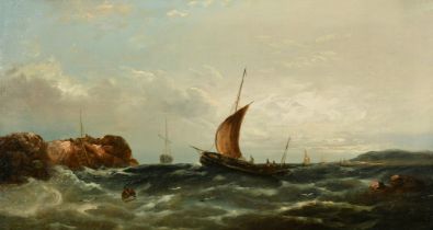W.H. Williamson (1820-1883) British, Sailboats in choppy sea, oil on canvas, signed and dated