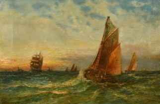George Gregory (1848-1939) British, A pair of marine scenes, shipping on a rough sea, and sailing