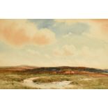 Wycliffe Egginton (1875-1951) British, cattle grazing on a moorland landscape, watercolour,