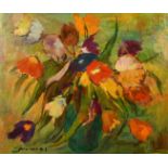 20th Century, still life of colourful flowers, oil on canvas, indistinctly signed, Christie's