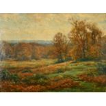 Frederick Golden Short (1863-1936) British, an extensive Autumn landscape with bracken, oil on