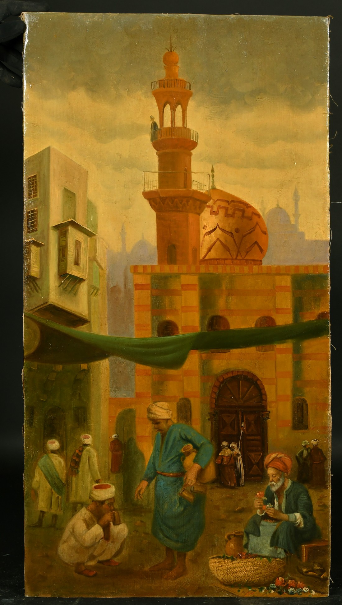 19th Century School, a pair of oil on canvas scenes of busy streets in an Arab city, each 31.5" x - Image 3 of 7