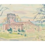 20th Century, View of a church, oil on board, 10" x 12" along with, a view of a bridge over a river,