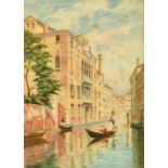 G. Johnson, Circa 1911, figures on a Venetian Gondolier, watercolour, signed and dated, 10" x 7".