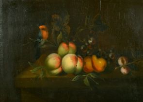 Jakob Bogdani (1658-1724) Hungarian, A still life of fruit including apples and grapes with a