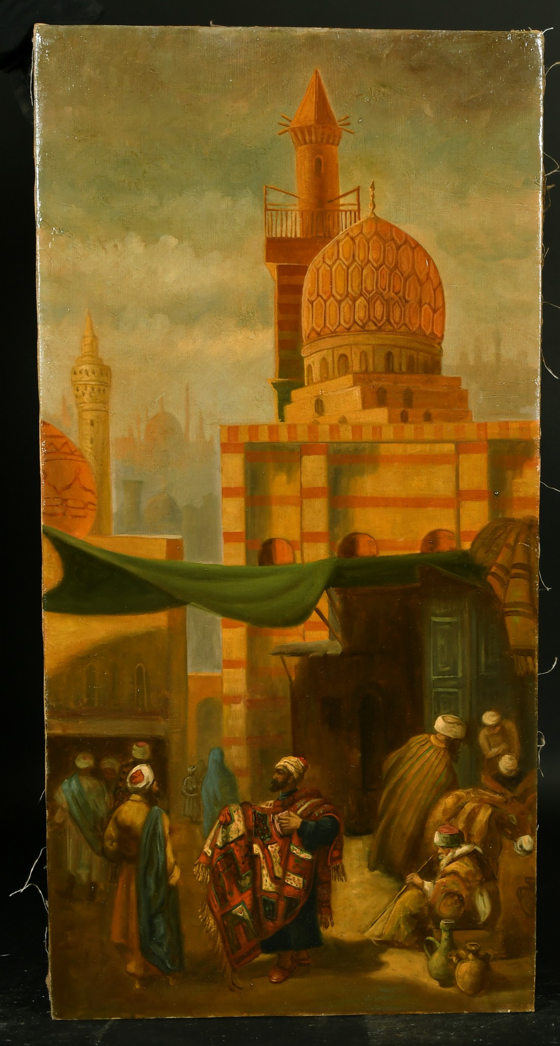 19th Century School, a pair of oil on canvas scenes of busy streets in an Arab city, each 31.5" x - Image 4 of 7