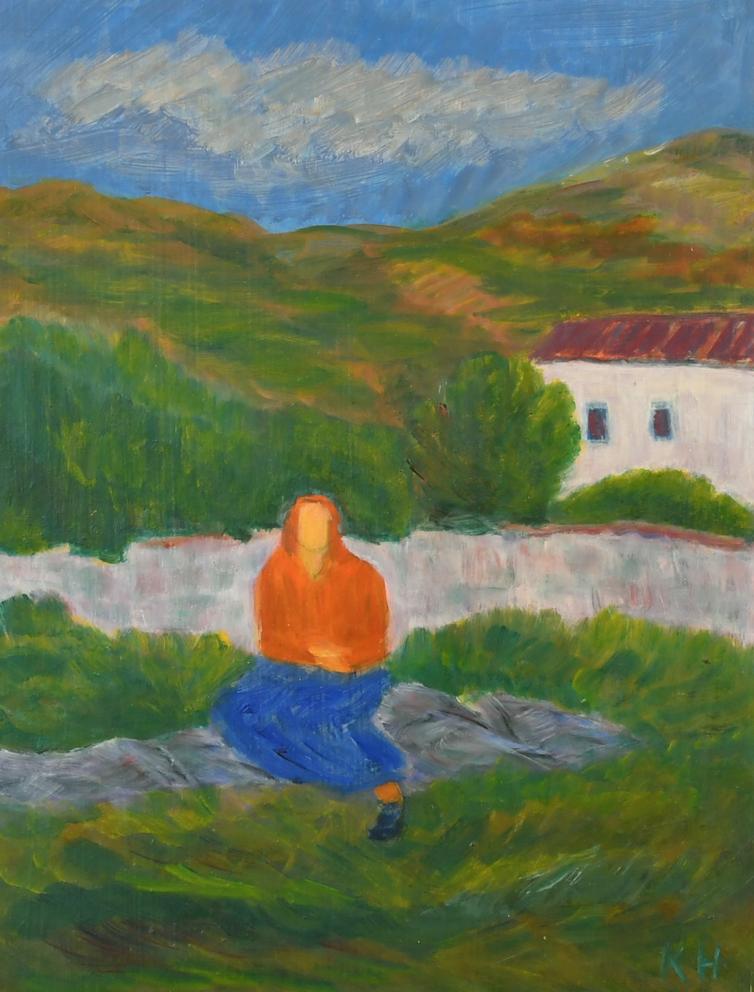 20th Century possibly Scandinavian School, female figure in a landscape, oil on board,