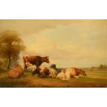 Thomas Sidney Cooper R.A, (1803-1902) British, A landscape with cows, oil on panel, signed and dated