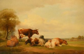 Thomas Sidney Cooper R.A, (1803-1902) British, A landscape with cows, oil on panel, signed and dated