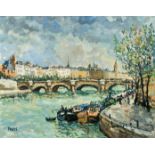 Robert L. P. Lavoine (1916-1999) a view of the Pont Neuf, oil on canvas, signed and also inscribed