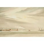 Roland William Pitchforth (1895-1982) British, 'Thames at Grays', watercolour, signed and inscribed,