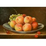 20th Century, a group of three still life paintings of fruit, oil on panel, each 5" x 7", (3).