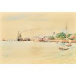 M. Barnard, A Malaysian port with commercial and native shipping, watercolour, signed and dated