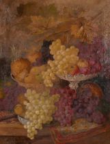 Henry Gummery (1832-1912) British, A still life of abundant fruit, with grapes and vines, oil on