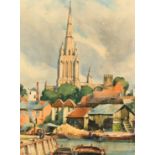 William Hyams (1878-1952) British, 'St. Marys Radcliffe, Bristol', watercolour, signed, label verso,