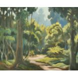 Edward B. Lattey (1899-1986) New Zealand, 'Bush track, Kuratau', oil on canvas, signed, 16" x 20".