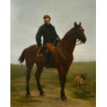 Nicolas Sicard (1840 -1920) French, Portrait of a French gentleman mounted on a horse with a dog, '