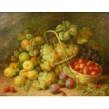 R. Caspers (20th Century) a still life of mixed fruit and trailing vines, oil on canvas, signed, 16"