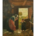 Copi, 19th Century Continental School, mother and child in a cottage interior, oil on canvas,