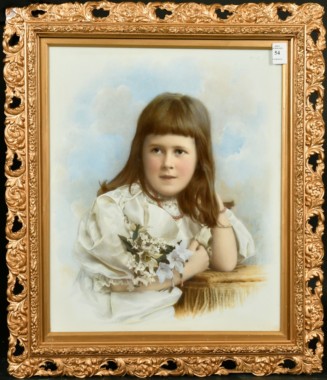 English School, Circa 1905, A hand finished photograph of a young girl holding flowers, said to be - Image 2 of 3