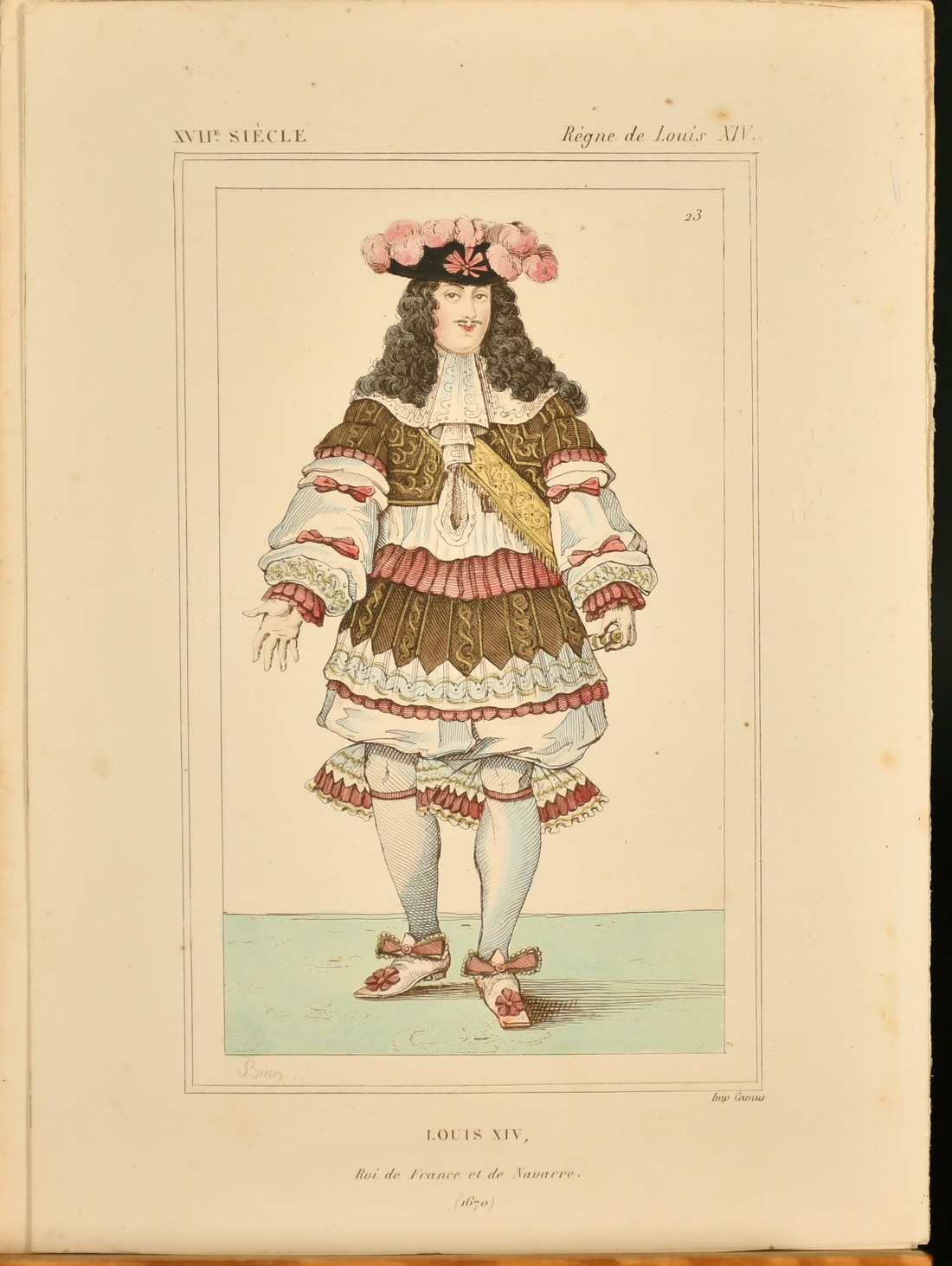 A group of nine hand coloured French prints of historical costumes, 8.5" x 6", five glazed, four - Image 10 of 10