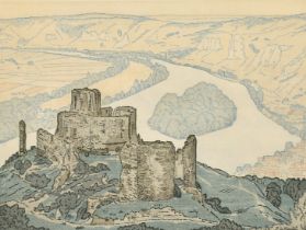 Philip G. Needell (1886-1974) 'Chateau Gaillard', signed and inscribed in pencil, 9.25" x 11.75".