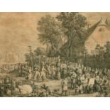An engraving of a Fete Champetre, 10.5" x 14".