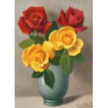 Robert Louis Raymond Duflos (1898-1929) French, A still life of red and yellow roses, pastel,