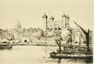 Dorothy Sweet (Early 20th Century), 'The Tower of London', etching, signed and inscribed in